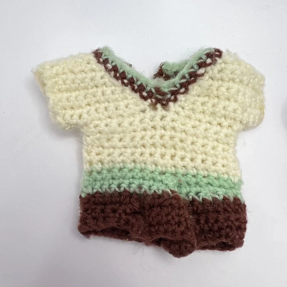 Vintage Handmade Crochet Ken Barbie Doll Sweaters 70s Hand Knit Pullover Vest